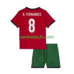 Camisolas de futebol Portugal Bruno Fernandes 8 Criança Equipamento Principal Euro 2024 Manga Curta